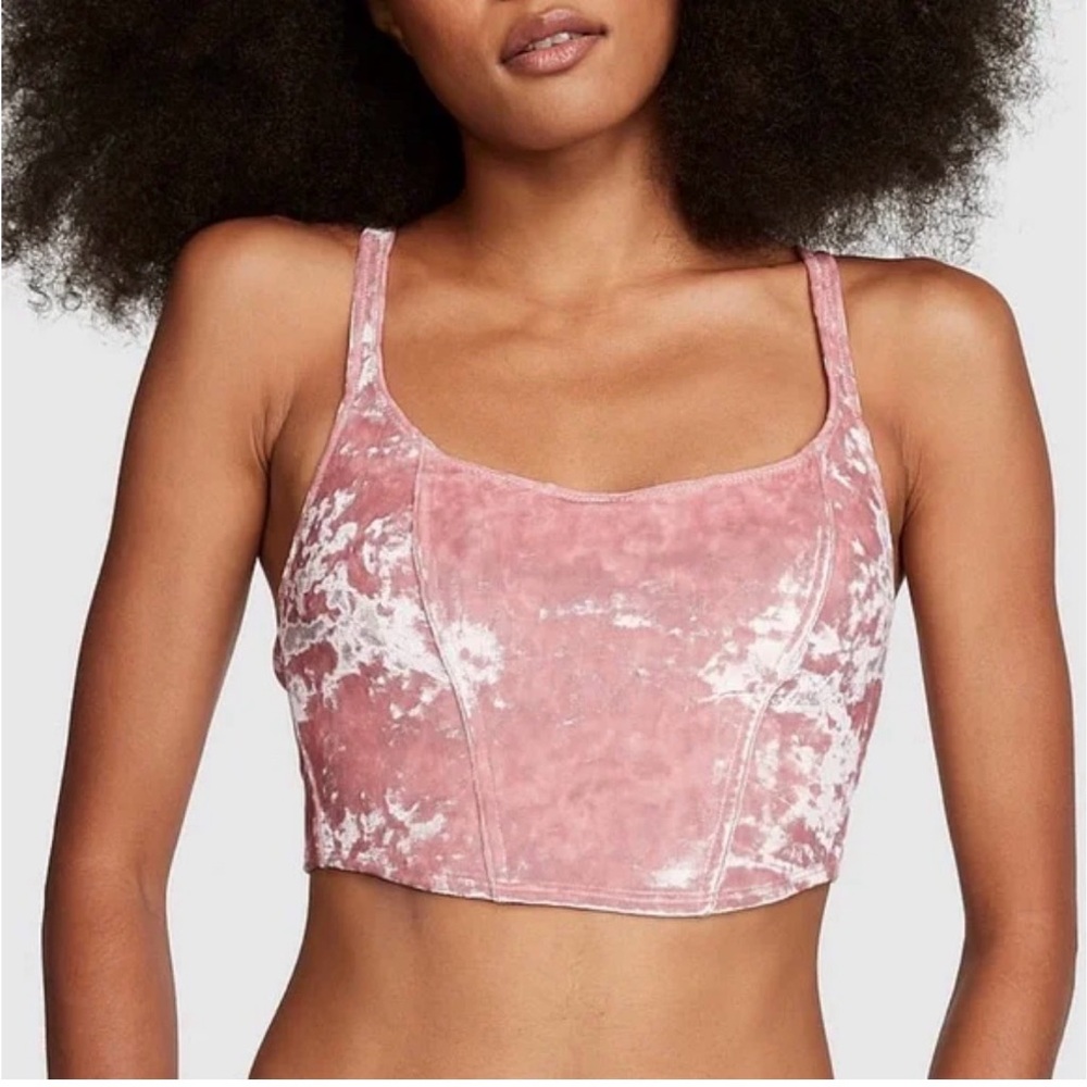 Victoria’s Secret PINK Wireless Lightly Lined Longline Velvet Bra Size Large